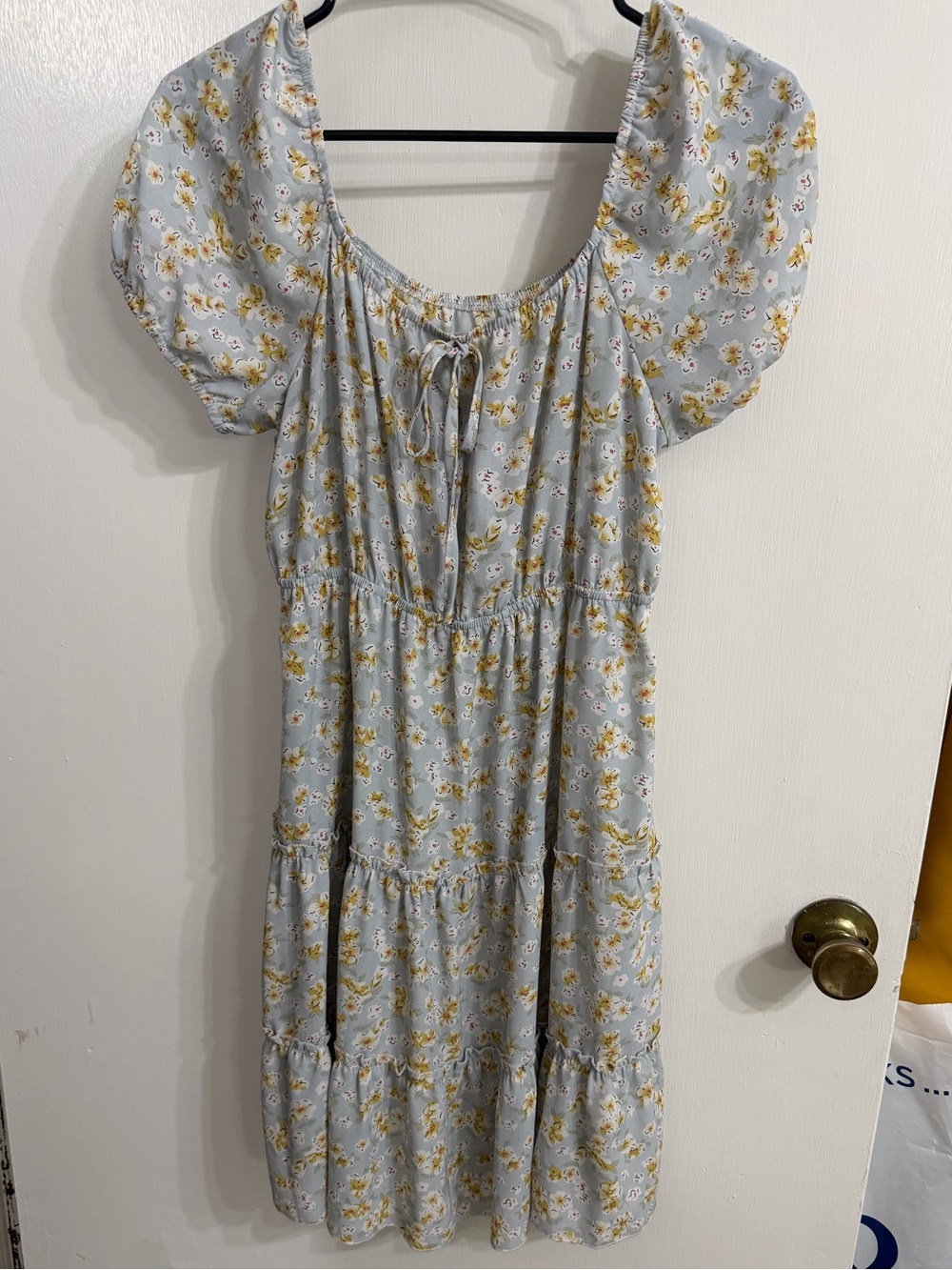 ROMWE Pale Blue Floral Summer Mini Dress - Picture 1 of 3